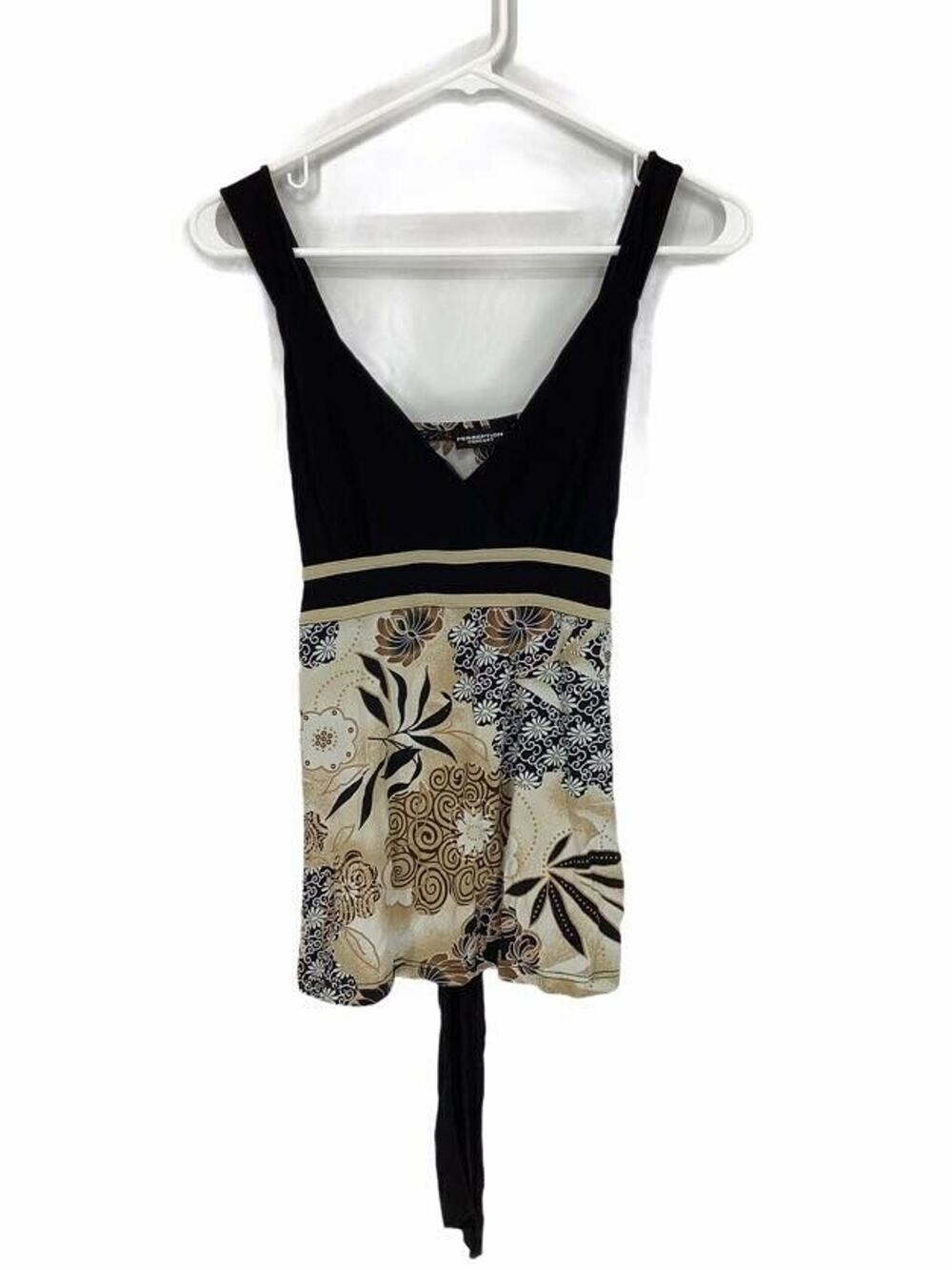 Perseption Concept Black Floral Tie Back Blouse